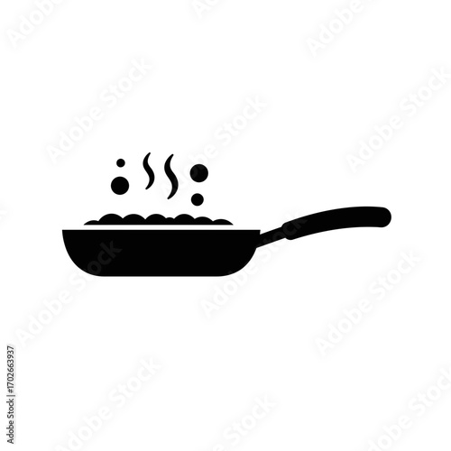 Cooking Pan Icon - Simple Black Frying Pan Symbol for Kitchen and Food