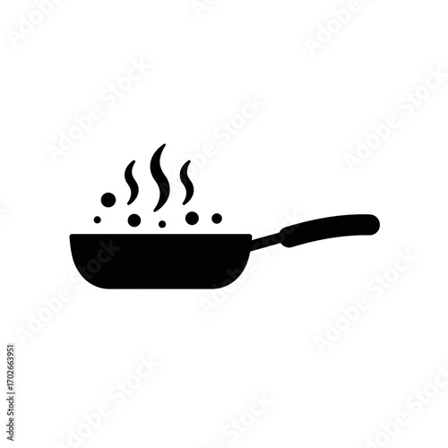 Cooking Pan Icon - Simple Black Frying Pan Symbol for Kitchen and Food