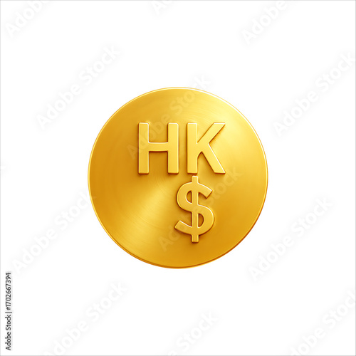 Gold HK$ Coin,
Premium Gold HK$ Coin – Minimalist Financial Illustration