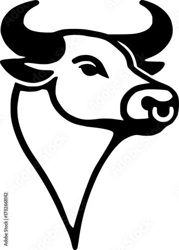 Bull head silhouette sign, symbol, vector, art