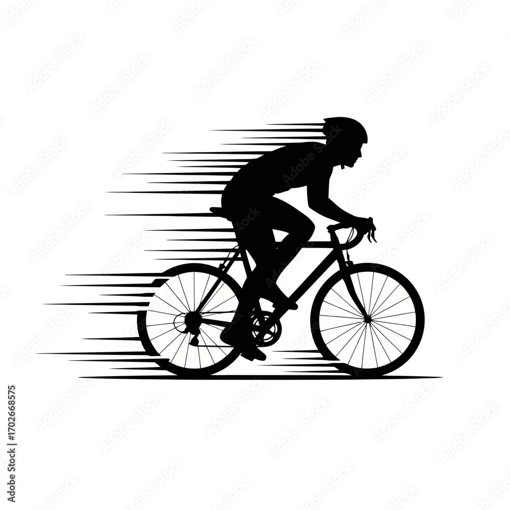 Fototapeta premium Cyclist in motion silhouette isolated on white background