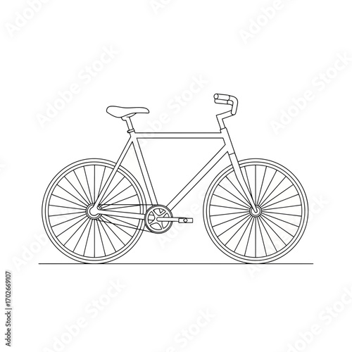 Line art bicycle silhouette isolated on white background