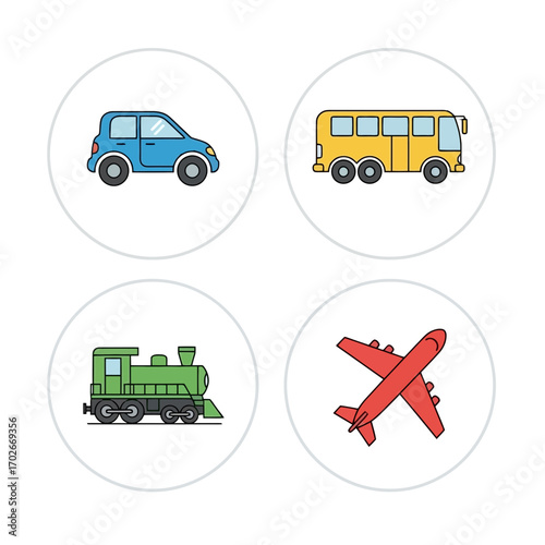 Collection of transportation icons isolated on white background silhouette