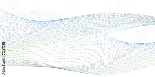 Flowing Dot Wave halftone gradient pattern on transparent background and uniquely formed abstract blob outlines made with dotted waves.