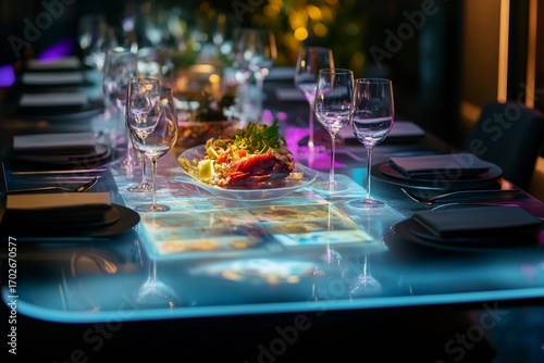 High-tech dining experience with holographic menu