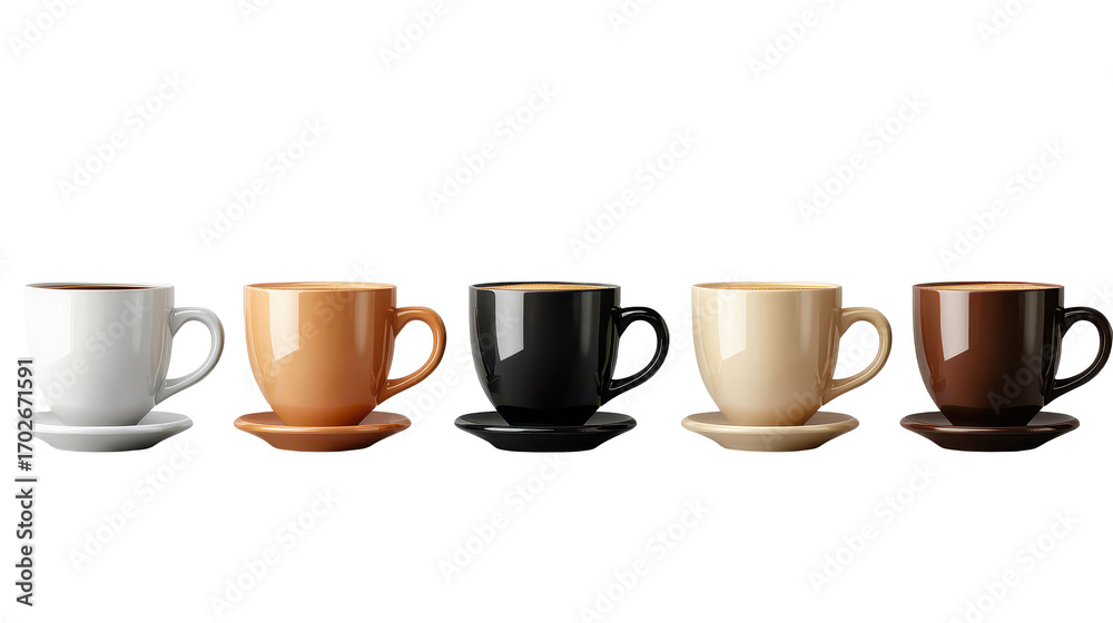 Obraz premium Set of coffee cups isolated on transparent background