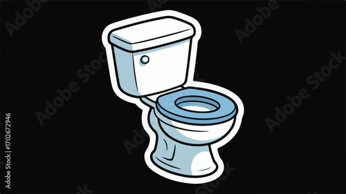 Simple Cartoon Illustration of a White Toilet with Blue Seat bathroom restroom