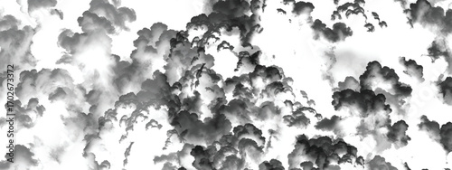 Artistic monochrome depiction of stormy atmospheric cloud formations
