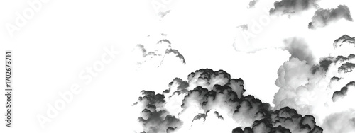 Black and white smoky textured sky illustrating storm turbulence