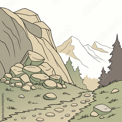 Cartoon grey stone and rock clipart, 3D boulders and pebbles, a pile of rubble and debris, isolated natural landscape elements, and mountain cliff and rocky terrain design. Vector set