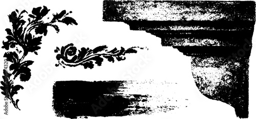Baroque style black ink decorative borders and corners design elements