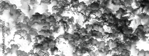 Heavy stormy sky with dense rolling cloud formations in monochrome