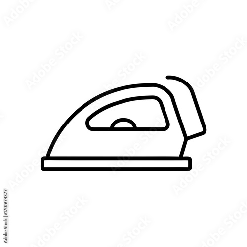 Outline drawing of an iron on a white background on transparent background