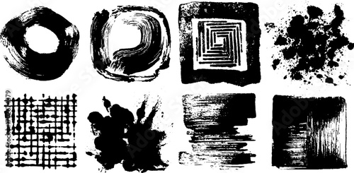Chaotic ink texture set for urban art and design projects