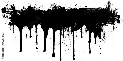 Black ink grunge silhouette of fire flame with splash and splatter effect