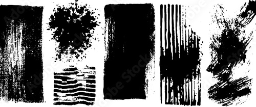 Black ink minimal texture set with solid dark fields for artistic design