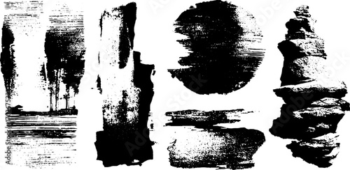 Black ink minimal texture set featuring solid dark fields for art and design projects