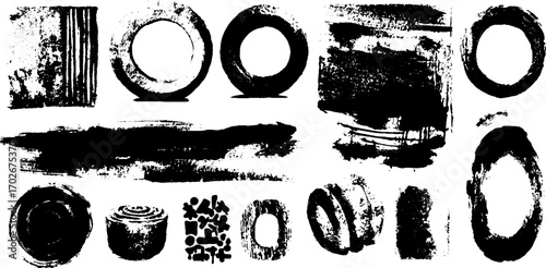 Black ink mystical borders and runes with ritual marks