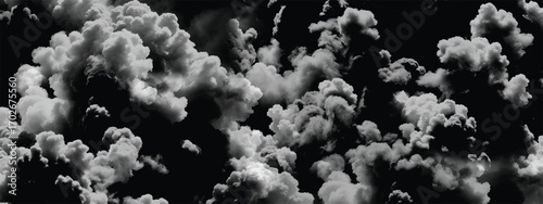 Billowing storm clouds forming dense dramatic textures in monochrome style