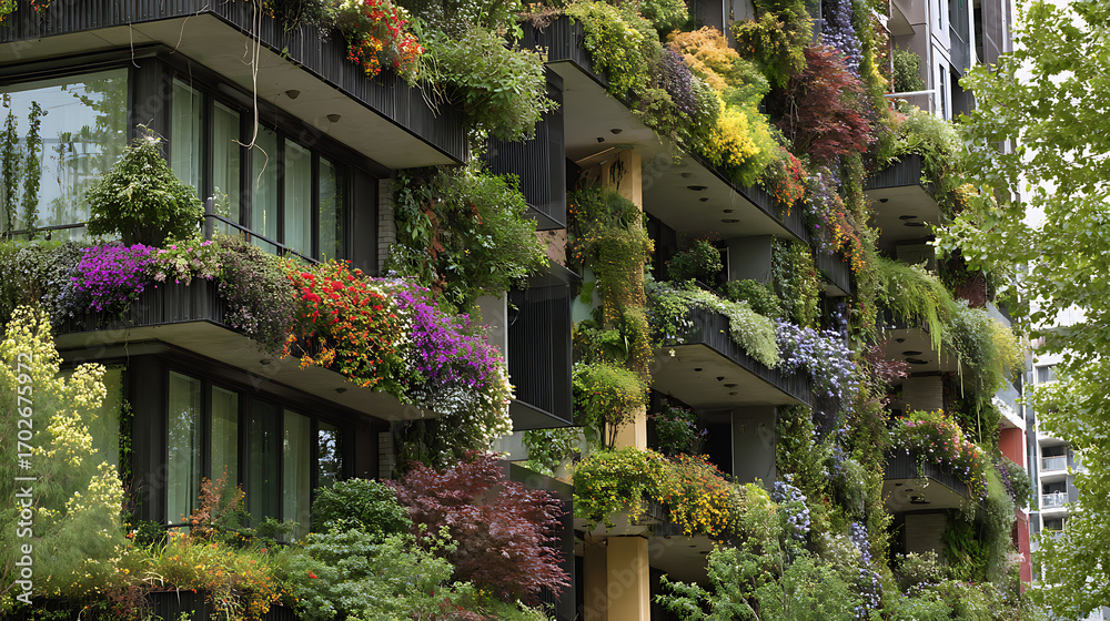 Fototapeta premium Vertical forest in milan with many plants on the balconies of buildings