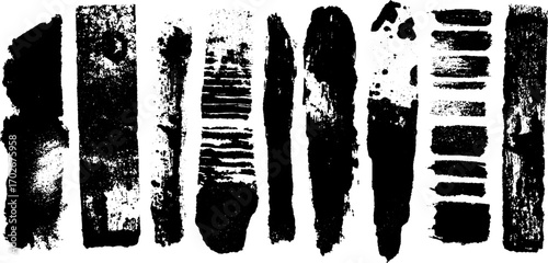 Black ink psychedelic texture set with noise and field patterns for creative design projects