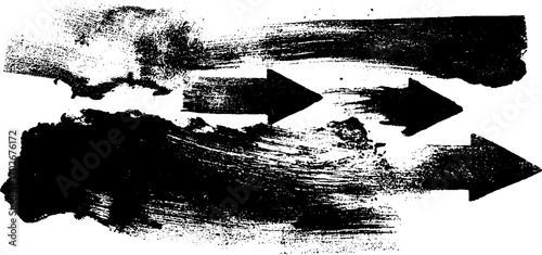 Grunge graffiti arrows with black ink silhouette and drip effect