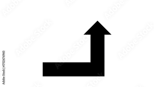 Right Angle Upward Direction Arrow Icon, isolated on white background