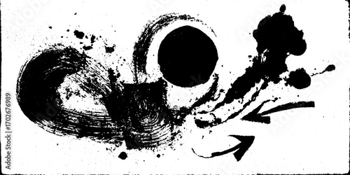 Abstract black ink silhouette for acid rave poster design