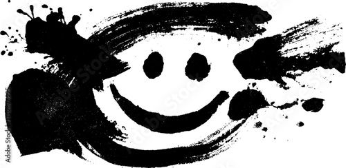 Abstract acid rave silhouette ink design for urban poster art