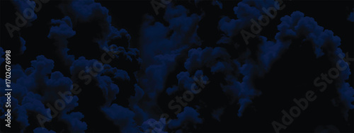 Surreal moody storm clouds forming artistic textures in black and blue