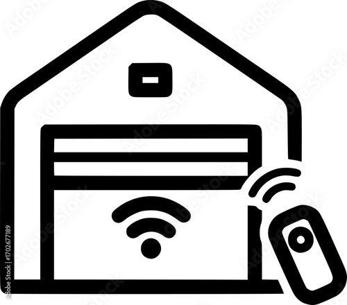 Smart garage door outline icon vector

