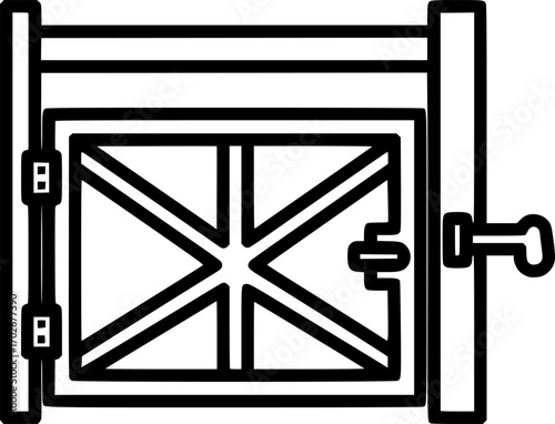 Gate with hinges and latch outline icon vector

