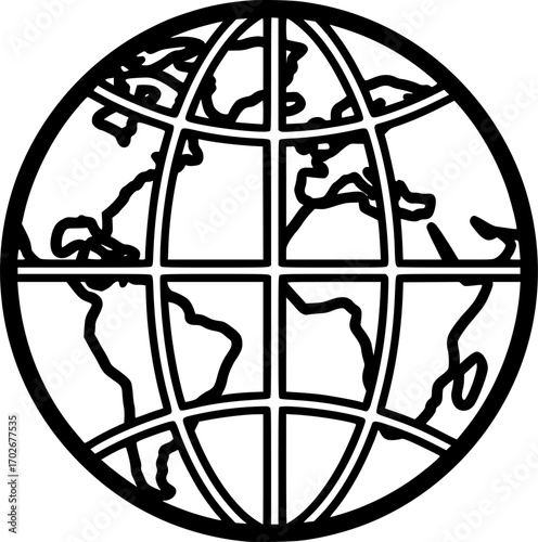 Time zones on globe outline icon vector
