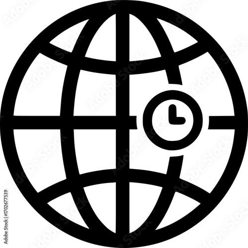 Time zones on globe outline icon vector
