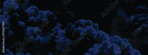 Surreal night sky artwork with textured blue storm cloud formations