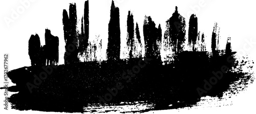 Abstract urban silhouette of city skyline with cracked concrete texture