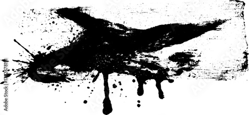 Abstract black ink silhouette with distorted chaos and cracked elements for urban art design