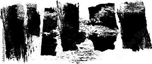 Black ink glitch effect with broken silhouette for urban art design