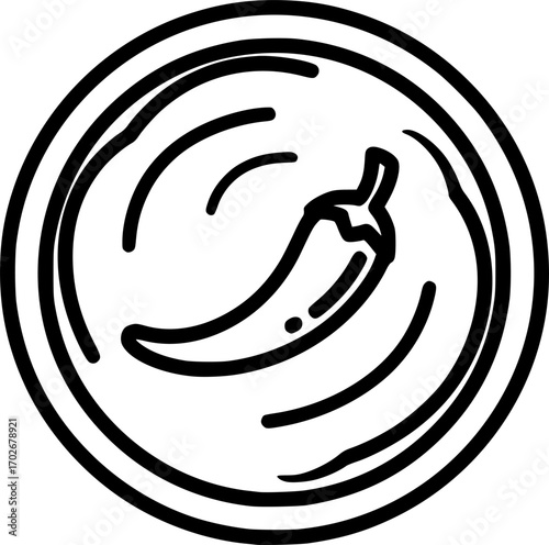 Harissa paste bowl with chili icon outline vector
