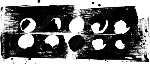 Grunge silhouette of metallic panel with bold black ink stain for urban art design
