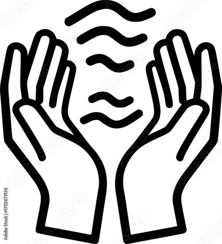 Healing hands with energy outline icon vector
