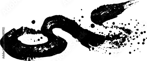 Abstract black ink silhouette featuring trippy fractal pattern for creative design