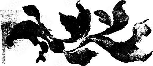Trippy fractal pattern in black ink silhouette for urban art design