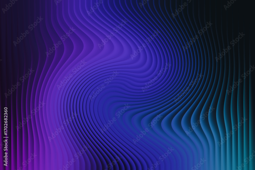 Fototapeta premium Illustration of abstract swirling vortex of deep blue and purple light with vertical ribbed texture, futuristic background
