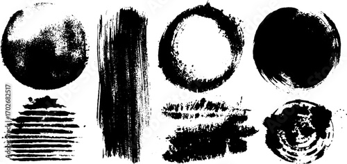 Black ink silhouette collection of abstract elements for creative design projects