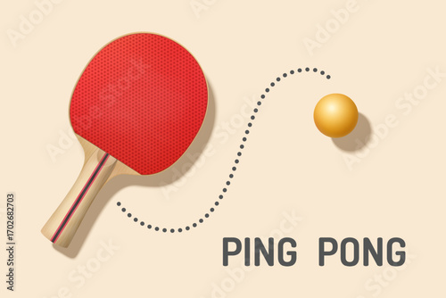 Ping pong tournament banner. Racket ball. Vector