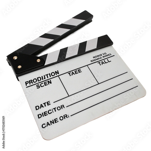 movie clapper board isolated on transparent background.