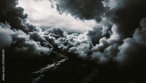 Black storm, cloudy sky background