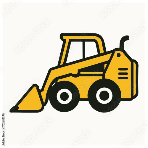 Skid Steer Loader Clean Flat Vector