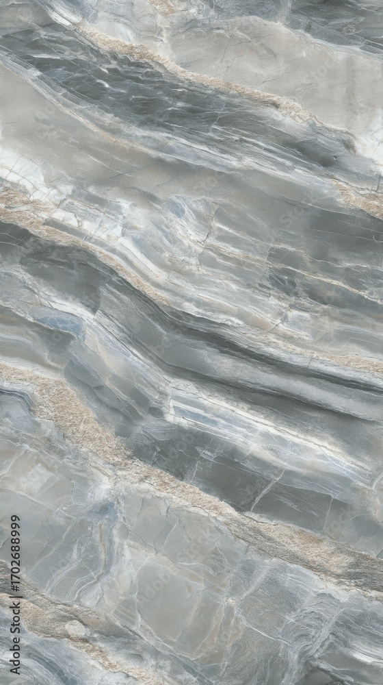 Obraz premium A textured pattern of grey and silver toned rock with natural striations, smooth and lustrous surface,